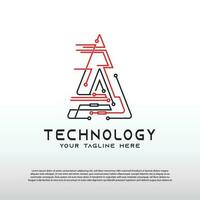 Technology logos, future technology icons, circuits with line styles, vector illustration elements