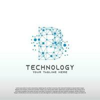 Technology logo with initial B letter, network icon -vector vector