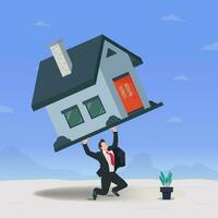 Businessman hold up the house design vector illustration