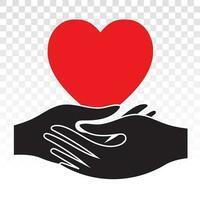 hand holding heart flat icon for healthcare apps and website vector