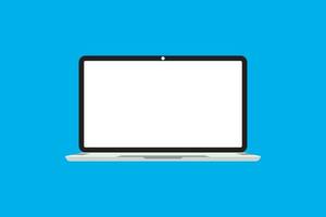 Laptop in trendy flat style with empty screen. Mock up  design template. Notebook with a blank display. Vector illustration element