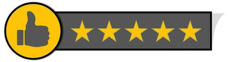 Product rating icons or customer reviews with gold star shapes for apps and websites vector