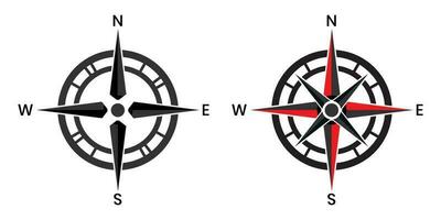 Compass pointer icon with white background, Direction, map navigation symbol. vector