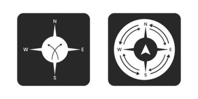 Compass pointer icon with white background, Direction, map navigation symbol. vector