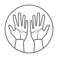 Rounded a palmist or palmistry with two human hands line art icon fo apps or websites vector