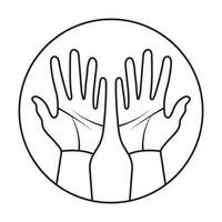 Rounded a palmist or palmistry with two human hands line art icon fo apps or websites vector