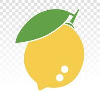 Citrus lemon fruit with leaf flat color icon for apps and websites vector