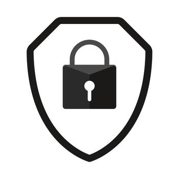 Security shield or virus shield lock icon for apps and websites vector
