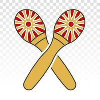 Crossed maracas or rumba shaker musical instruments flat colours icons for apps and websites vector