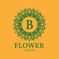 flower frame letter B initial vector logo design