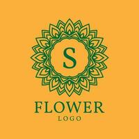flower frame letter S initial vector logo design