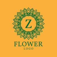 flower frame letter Z initial vector logo design