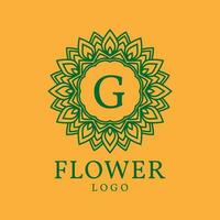 flower frame letter G initial vector logo design