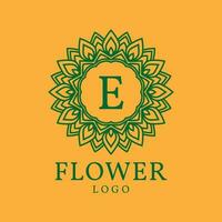 flower frame letter E initial vector logo design