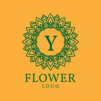 flower frame letter Y initial vector logo design