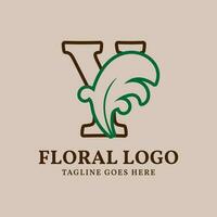 letter Y floral outlined vintage leaf color vector logo design