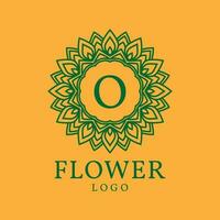 flower frame letter O initial vector logo design