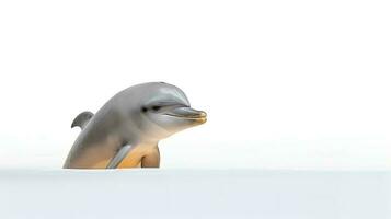 Photo of a dolphin on white background. Generative AI