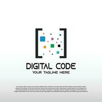 Digital code logo with pixel concept. Barcode. technology icon -vector vector