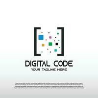 Digital code logo with pixel concept. Barcode. technology icon -vector vector