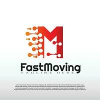 Fast Moving logo with initial M letter concept. Movement sign. Technology business and digital icon -vector vector