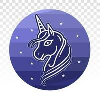 Magical unicorn - legendary mythical creature flat icon for apps and websites vector