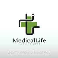 medical logo with line art design. healthcare and medical sign or symbol -vector vector
