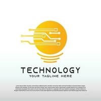 Technology logo with light bulb concept. bulb idea. technology and network icon -vector vector