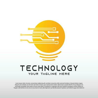 Technology logo with light bulb concept. bulb idea. technology and network icon -vector