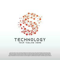 Technology logo with initial S letter, network icon -vector vector