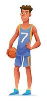 baloncesto jugador personaje aislado en blanco antecedentes vector