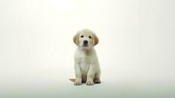 Photo of a golden retriever on white background. Generative AI