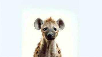 foto de un hiena en blanco antecedentes. generativo ai