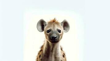 Photo of a hyena on white background. Generative AI