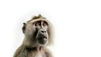 Photo of a Baboon on white background. Generative AI