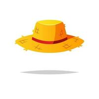 Straw hat vector isolated on white background.