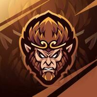 Monkey king head esport mascot logo design vector