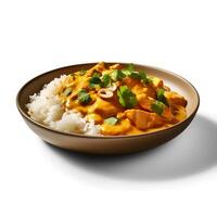 Photo of Curry on plate isolated on white background. Created by