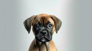 foto de un Boxer perro en blanco antecedentes. generativo ai