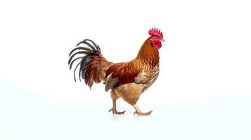 Photo of a chicken on white background. Generative AI