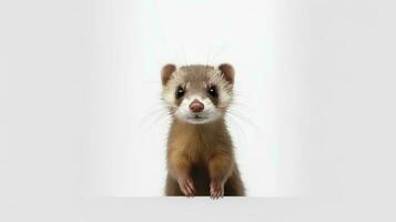 Photo of a ferret on white background. Generative AI