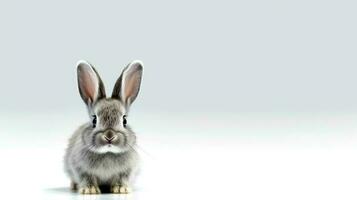 Photo of a rabbit on white background. Generative AI