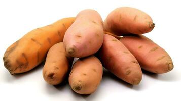 Photo of Sweet potatoes isolated on white background