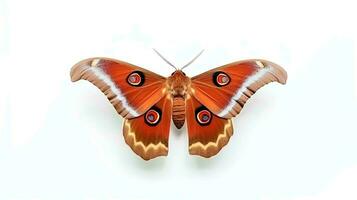 Photo of beautiful butterfly with brown color isolated on white background