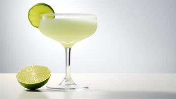Food photography of margaritas with lemon wedges isolated on white background. photo