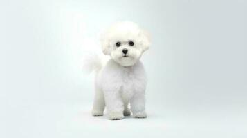 Photo of a poodle dog on white background. Generative AI