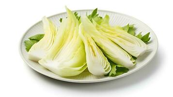 Photo of Endive sliced pieces isolated on white background