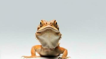 Photo of a Bearded Dragon on white background. Generative AI