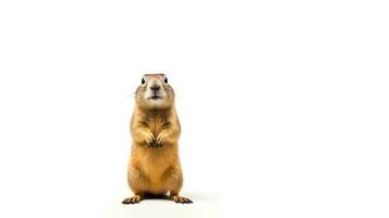 Photo of a prairie dog on white background. Generative AI