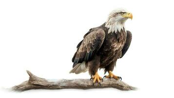 foto de un calvo águila en blanco antecedentes. generativo ai